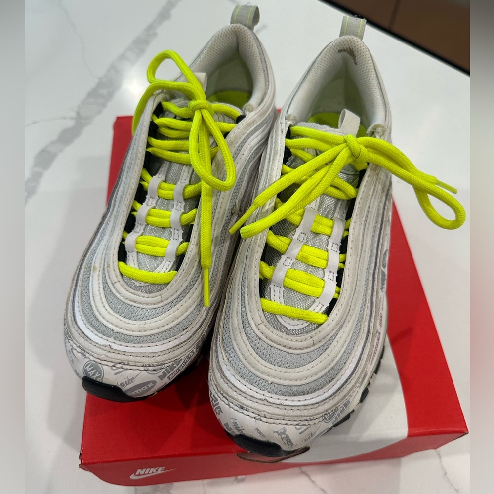 Nike Air Max 97 GS in White and Volt